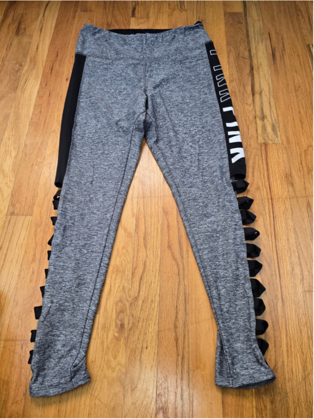 Women's Victoria's Secret PINK Leggings Size L Grey Black Cutout Detail
